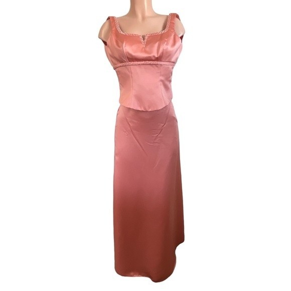 NWT Mori Lee 2 Piece Satin Gown Dress Size 3 / 4 with Wrap Prom or Wedding - Picture 3 of 15